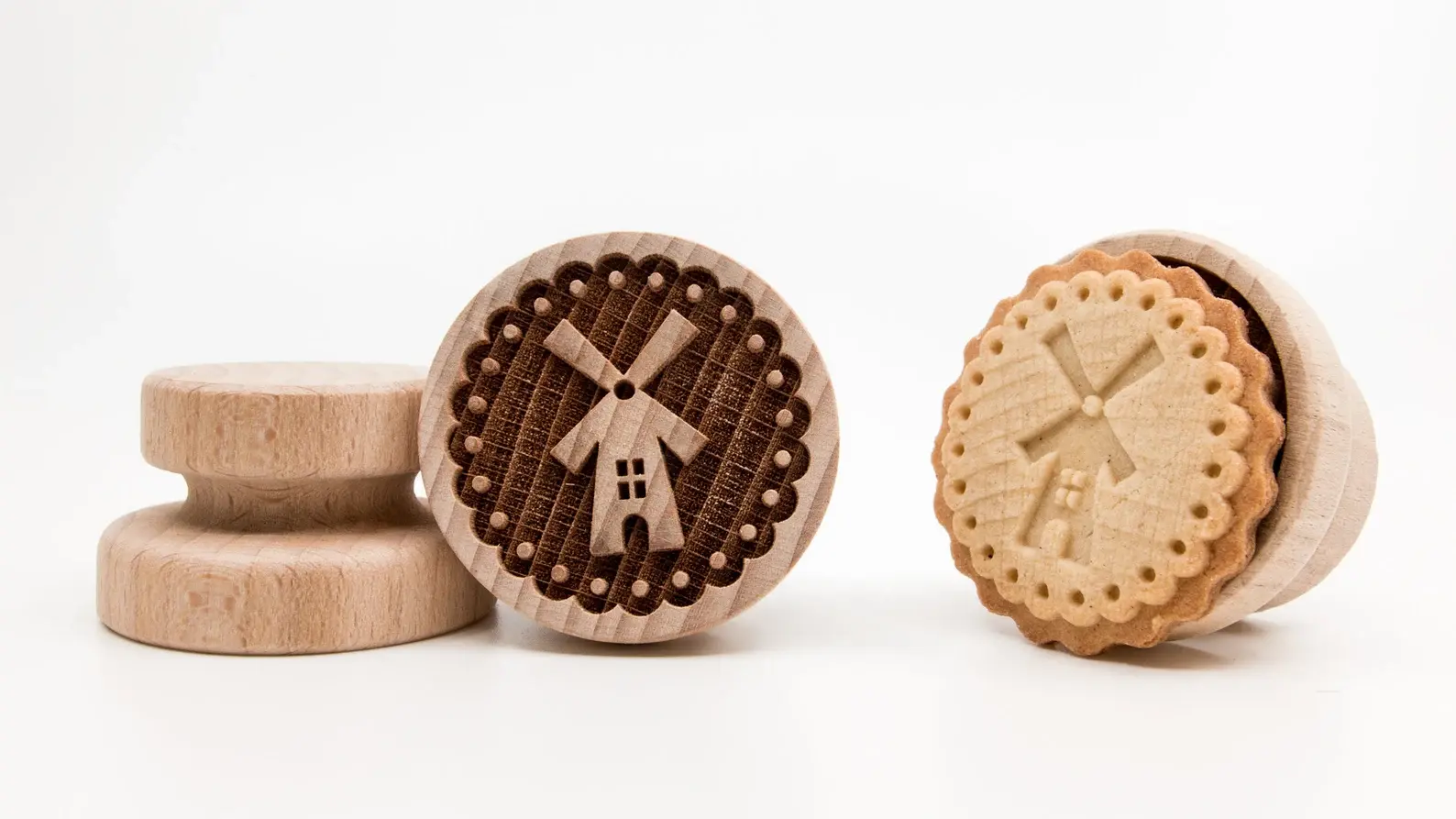 WSTP - 083 Wooden Dutch Windmill Doily Cookie Stamp