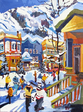 Painting of Silver Star Village in Vernon, B.C. Artwork by Rick Bond