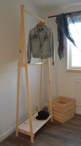 Handmade Hanging Rack Handmade Clothes Rack with Shelf and Double Hanging Rail | mysite