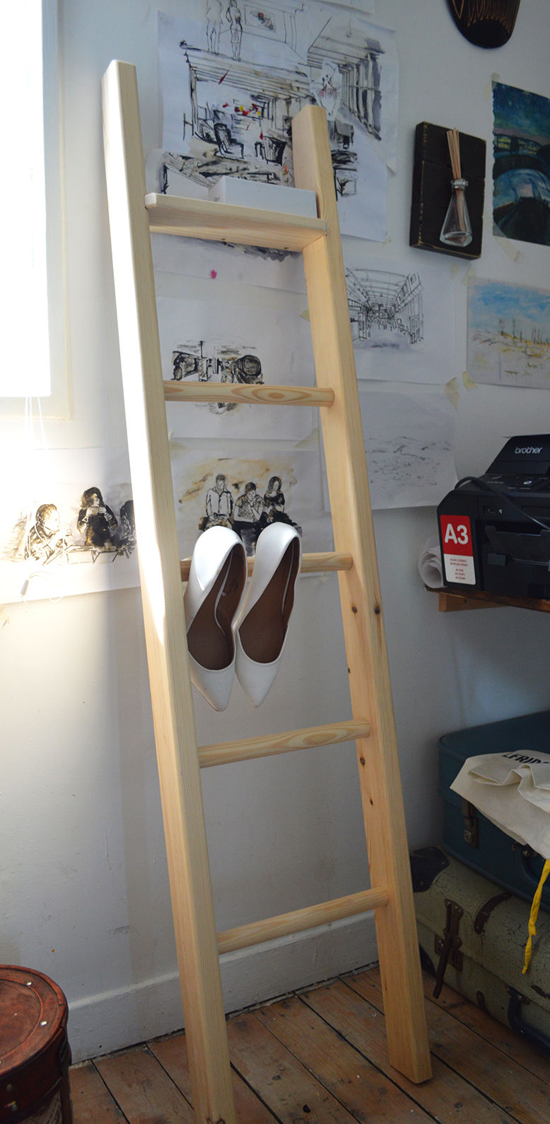 Thumbnail: Classic Wooden Ladder with a Shelf