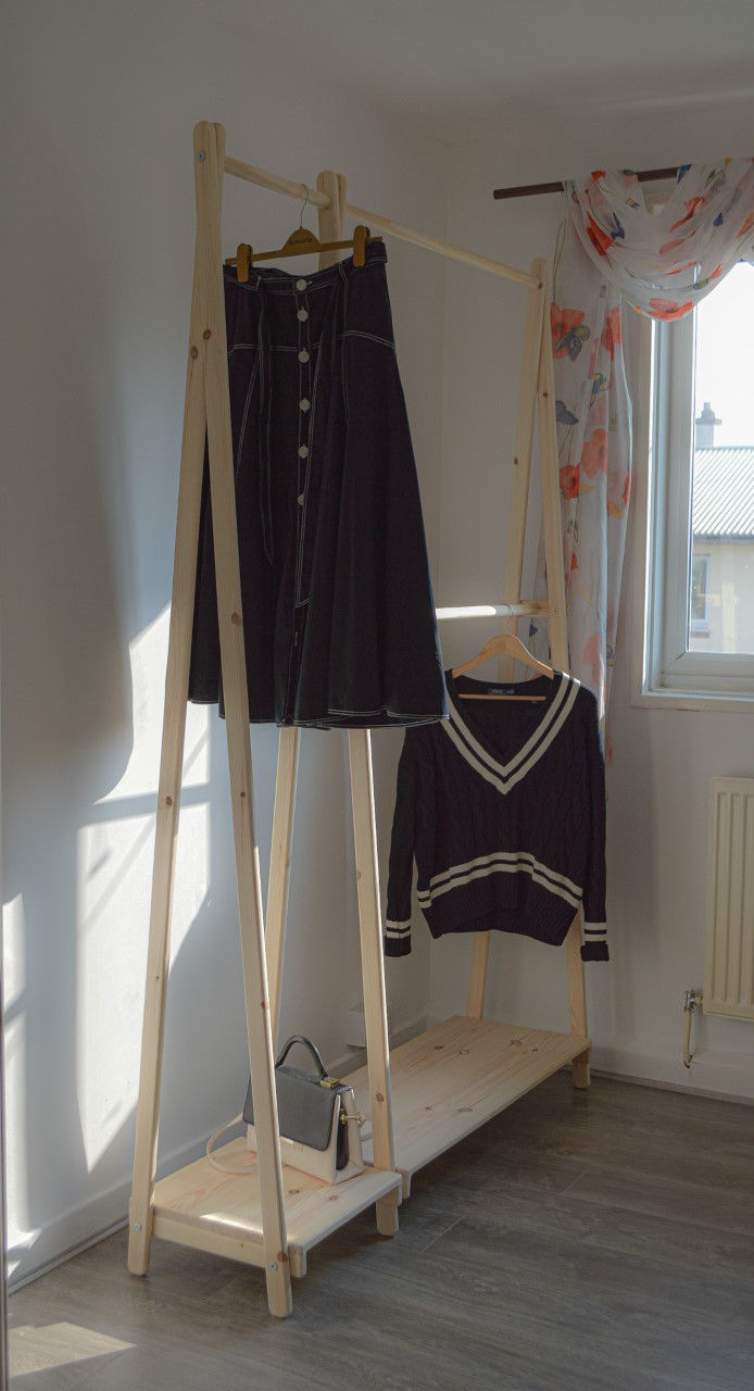 Thumbnail: Handmade Clothes Rack with the Solid Shelf