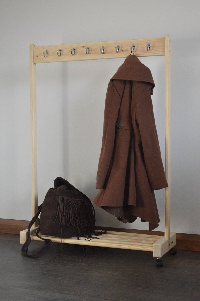 Thumbnail: Clothing Rail with a Shelf, Wheels and Coat Pegs