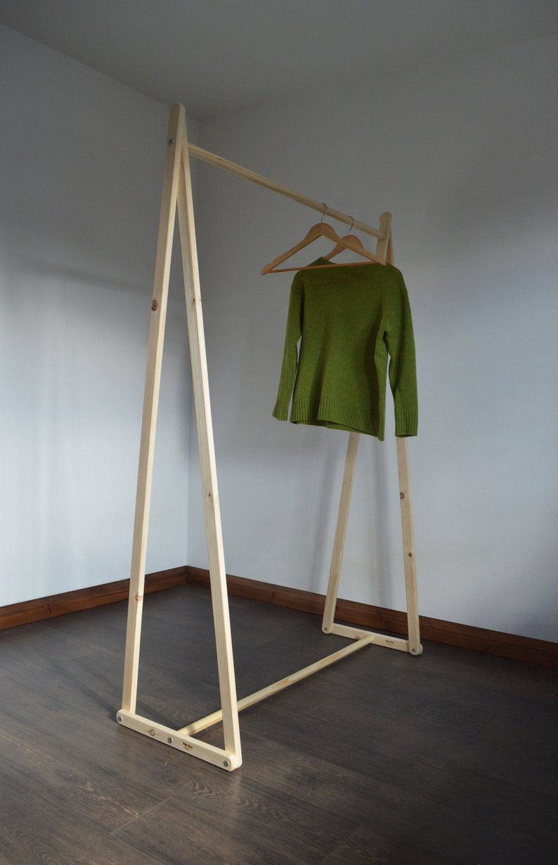 Thumbnail: Reserved for Olivia 'Clothing Rack in Natural Wood' Reserved for Olivia