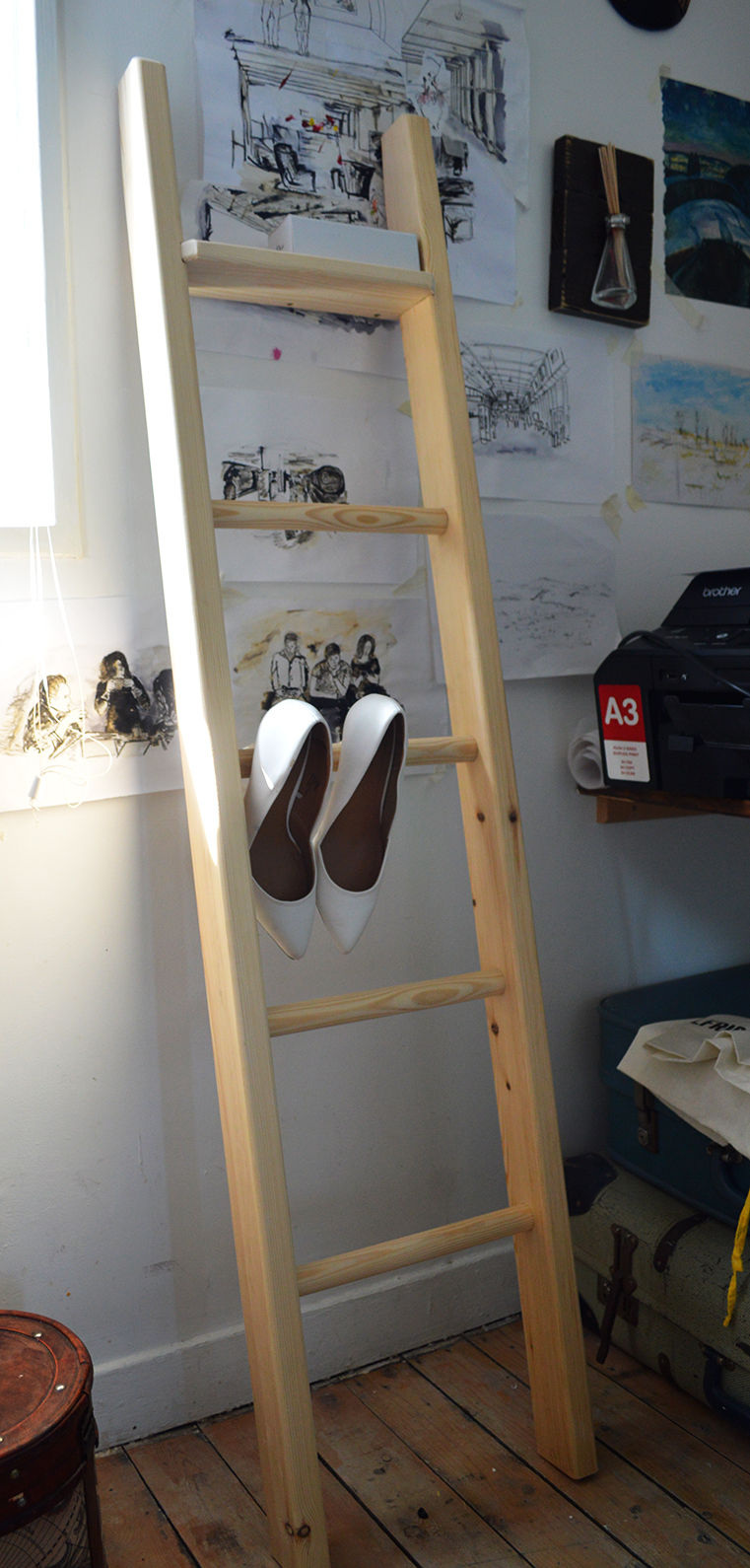 Thumbnail: Classic Wooden Ladder with a Shelf