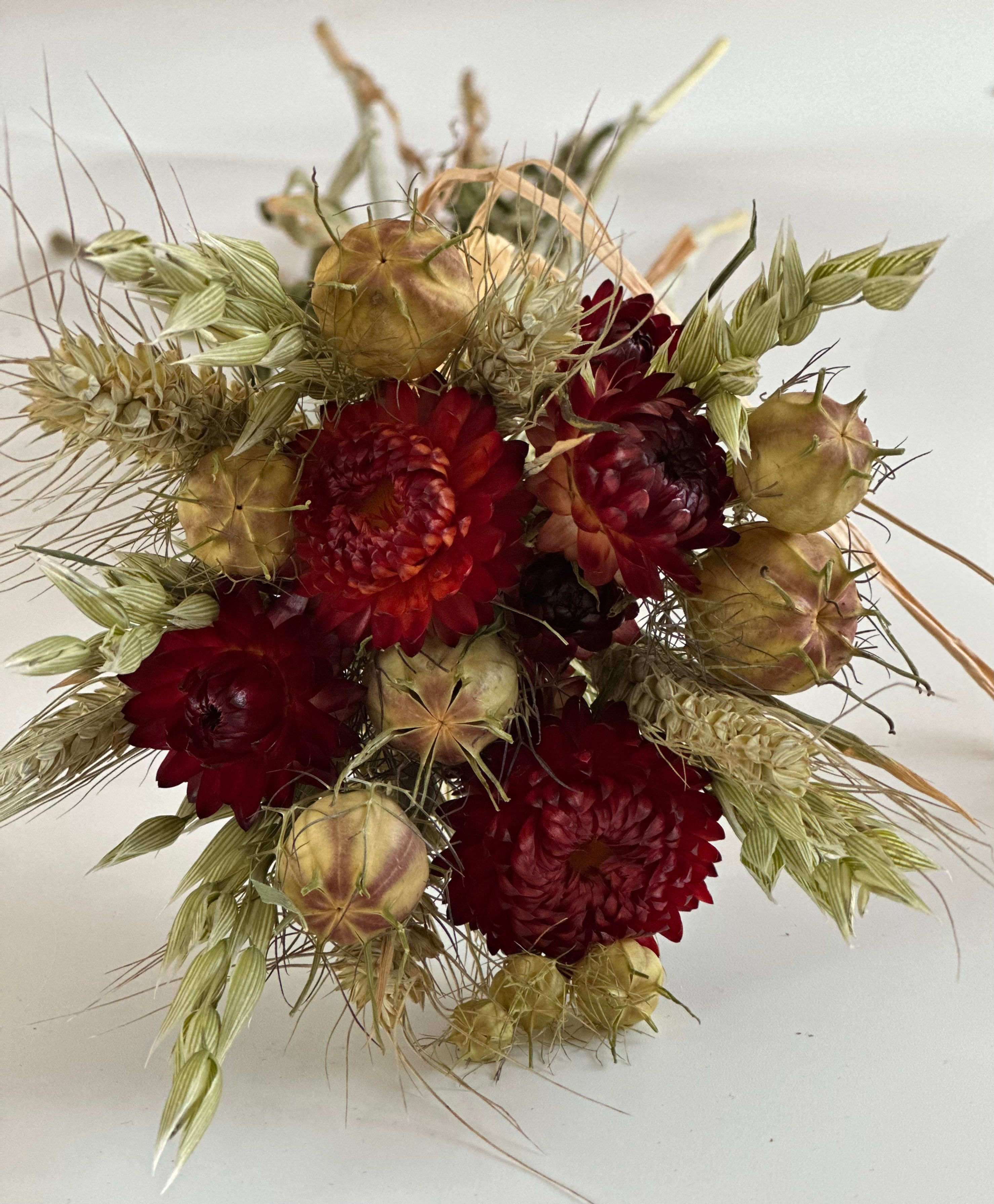Handmade Natural Dried Flower Bouquet, Red! Christmas! UK Flowers!