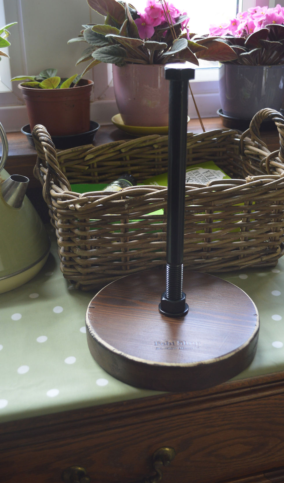 Thumbnail: Free standing kitchen roll holder, reclaimed wood, paper tower bar