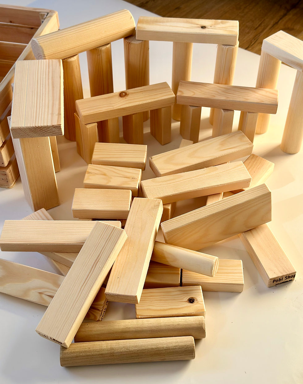 Thumbnail: Handmade Natural Wooden Building Blocks Set in Wooden Box!