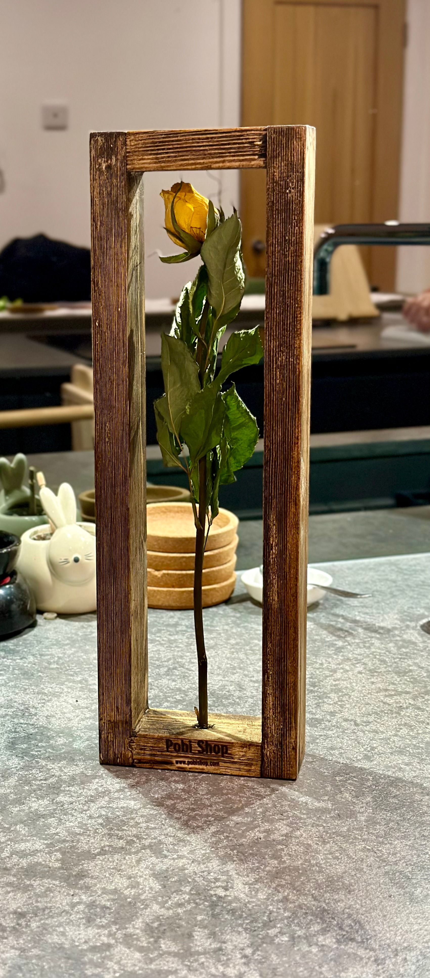 Wooden Frame, Dried Flowers frame, Vase, Wall picture frame, Dried Rose Vase!