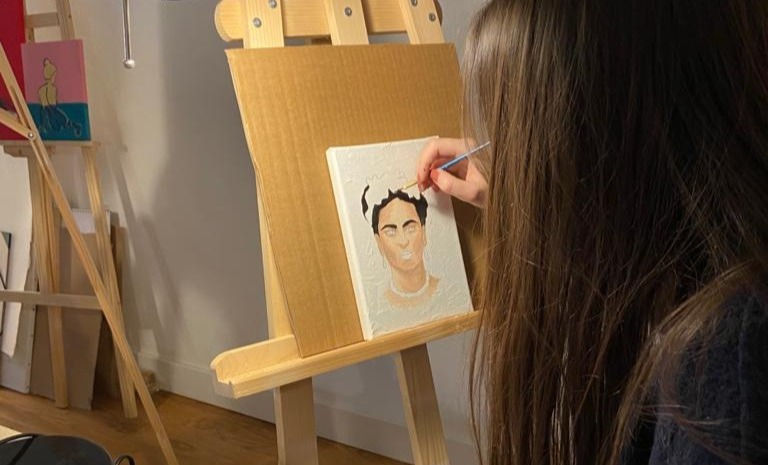 Viens faire le portrait de Frida Kahlo: Acrylique sur toile