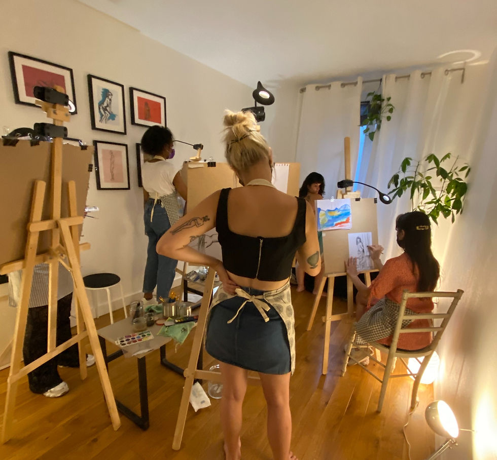 Atelier de peinture avec modele vivante : Les femmes artistes impressionnistes