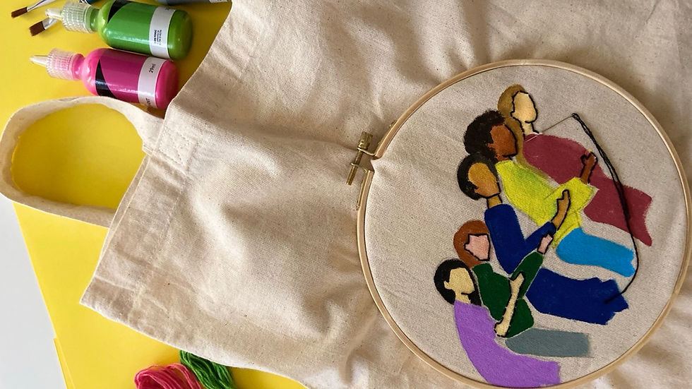 Brunch de dimanche: Broderie et peinture en tissu. Spécial Sonia Delaunay !
