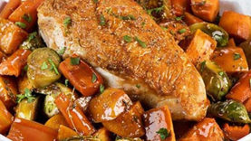 Poulet rôti aux légumes racines & sa sauce miel et ail... Gourmand ! 