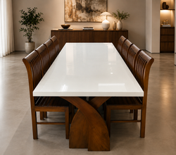 6 Seater Dining Set with Marble-Top Table