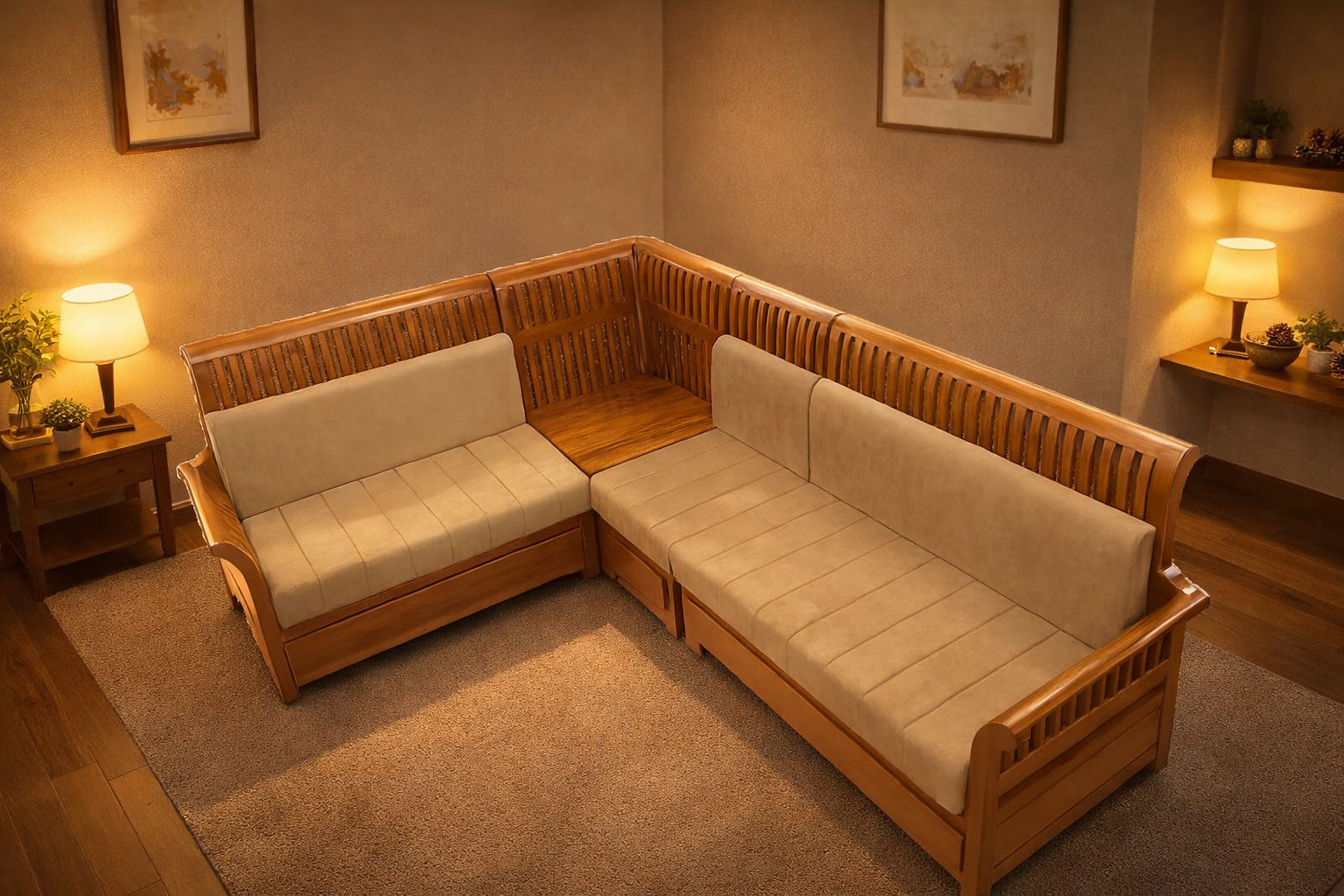 Corner sette - Teakwood L Shaped Sofa