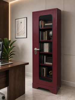 Single Door Steel Bookshelf with Front Glass