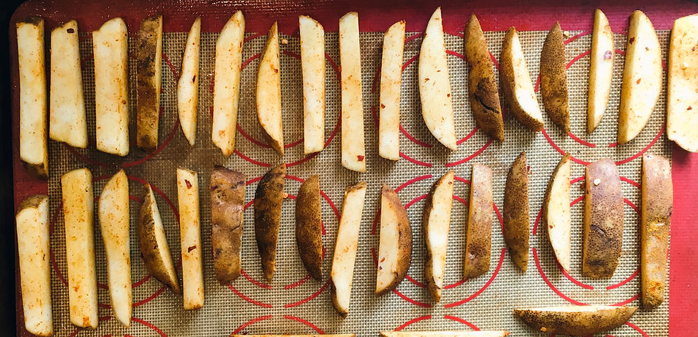 silicon mat, baked fries, oil free, vegan