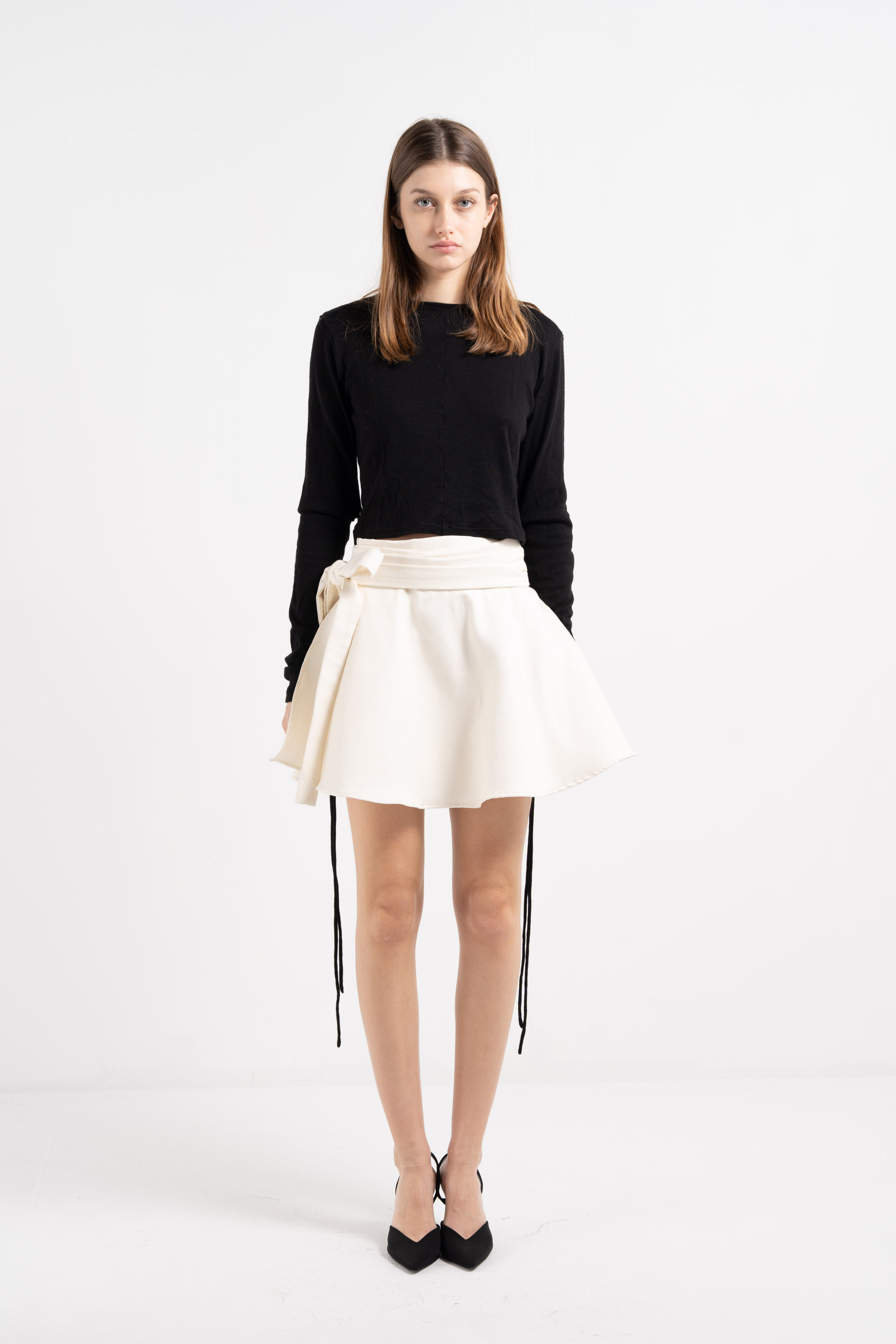 OFF-WHITE SILK AND COTTON BALLERINA WRAP SKIRT
