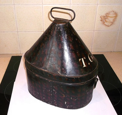 Thumbnail: Victorian Royal Artillery Officer's blue cloth helmet and case.