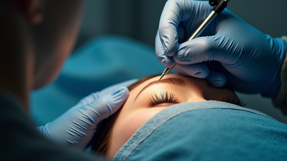 Close-up view of a professional micropigmentation workstation