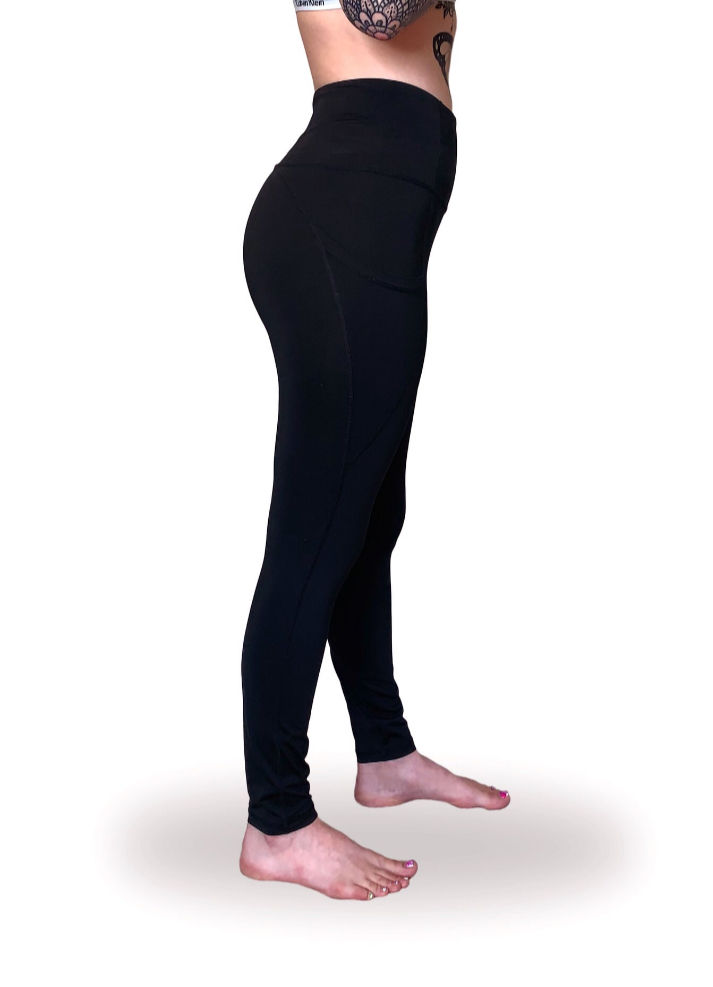 Thumbnail: Recycled Black Pocket Leggings - High waist 