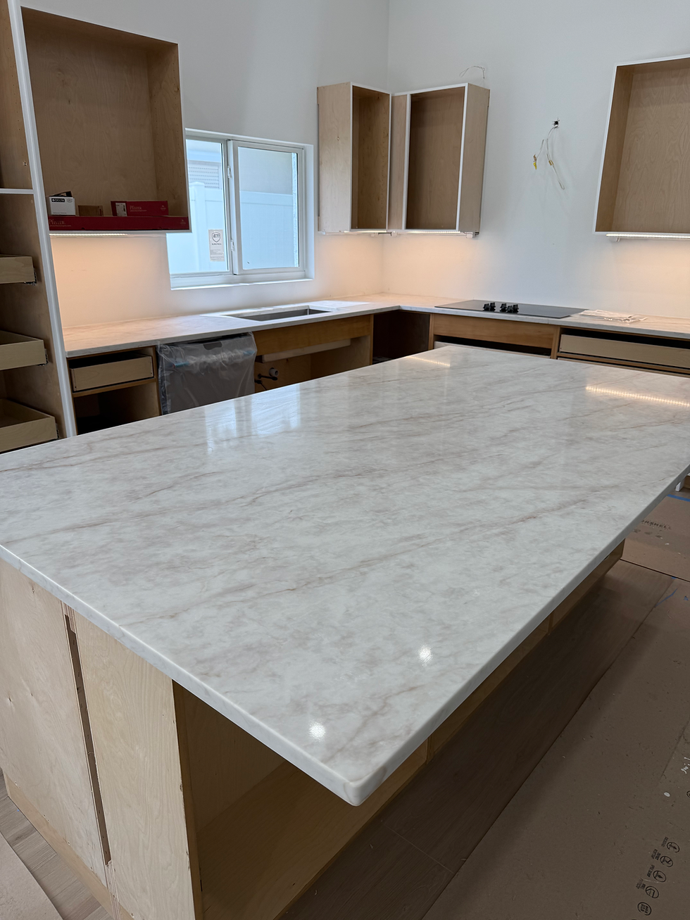 Kitchen island with residential construction services marble countertop