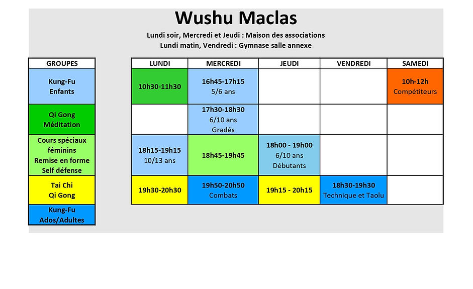 Tableau des cours 2025-26.