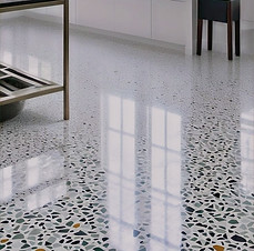 White Terrazzo Tile in living room of a house