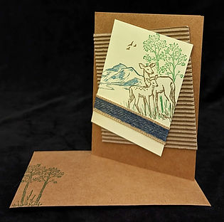 Deer & Fawn in Moraine : Handcrafted Greeting Card