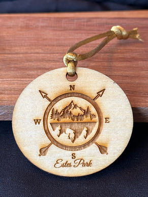 Estes Park Compass Wood Ornament