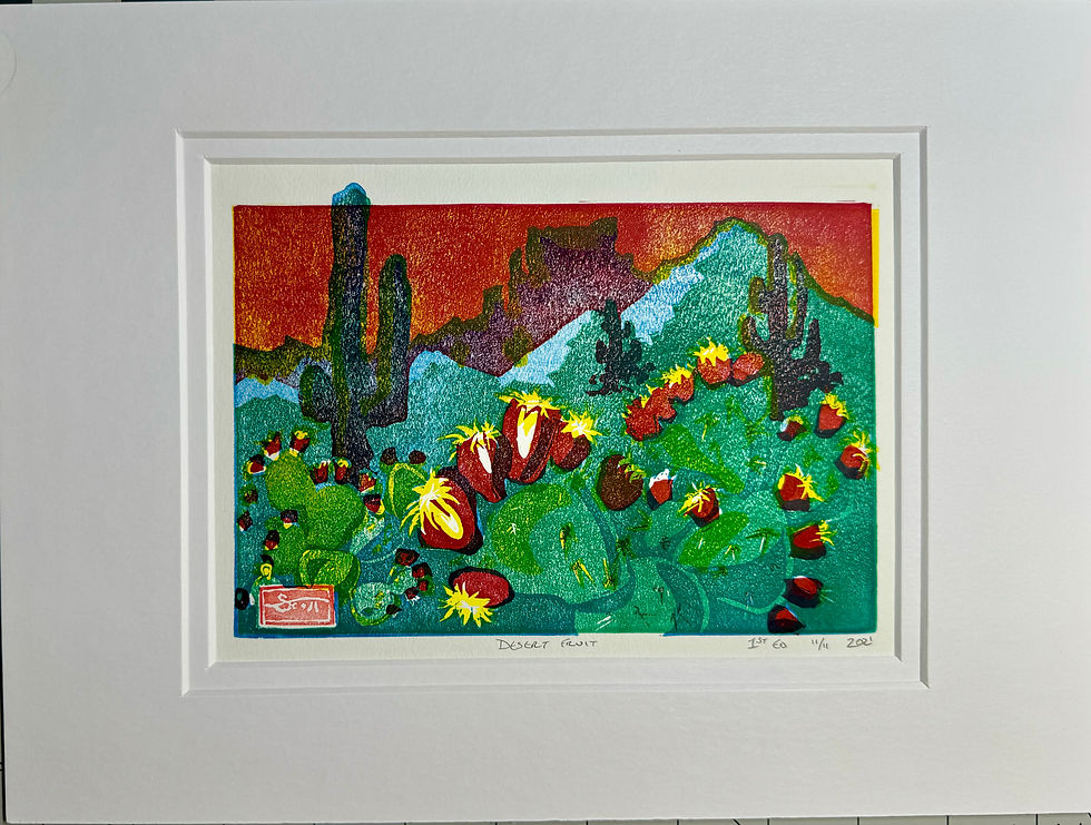 Desert Fruit: 12”x9” Original Matted Limited Edition Block Print