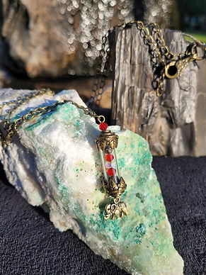 Brass Steampunk Vial w/ brass Elephant dangle