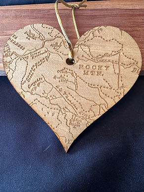 Rocky Mountain Heart Wood Ornament
