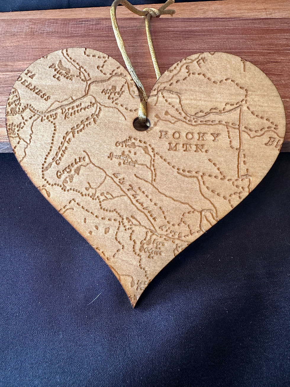 Rocky Mountain Heart Wood Ornament