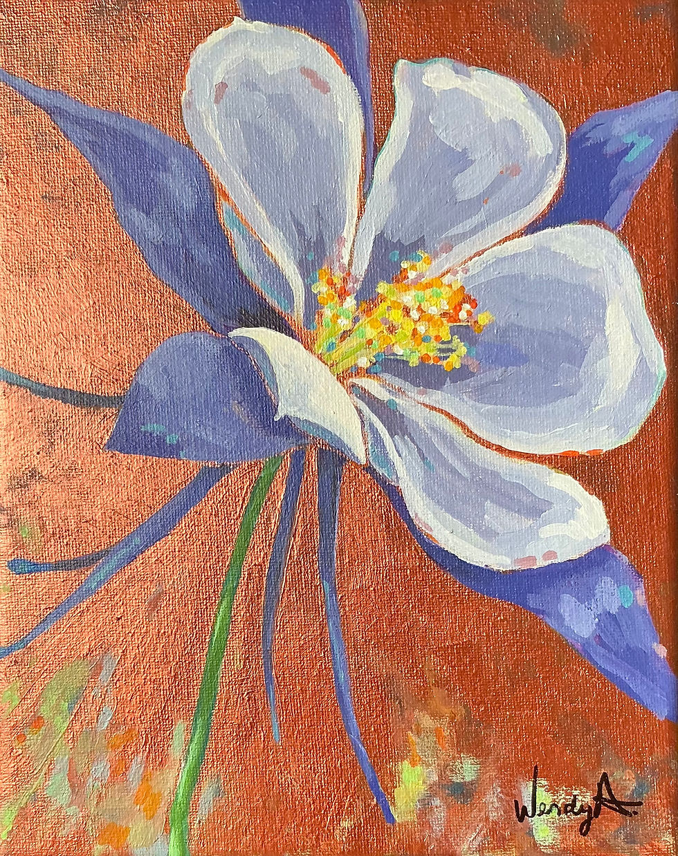 Alpine Columbine: 8x10 Original Acrylic Painting