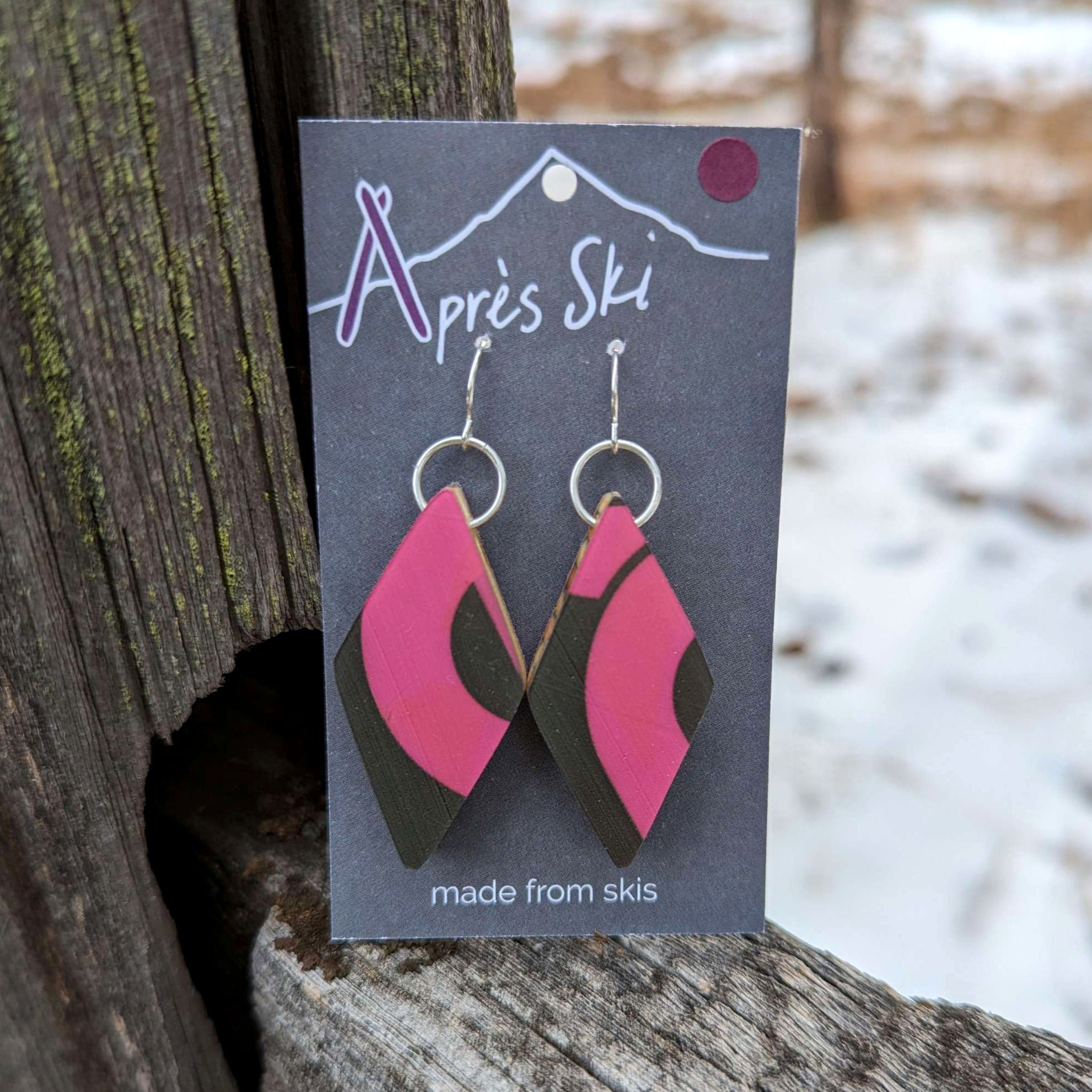 Double Diamond Sterling Silver Earrings