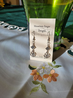 Silver Shamrocks with Pewter Celtic Diamond bead earrings