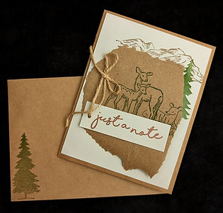 "Just a Note" 3 Deer : Handcrafted Greeting Card