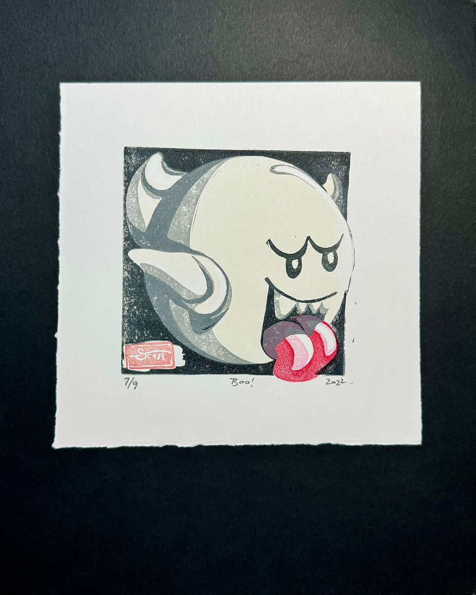 Miniatura: Boo!: Original Limited Edition Block Print