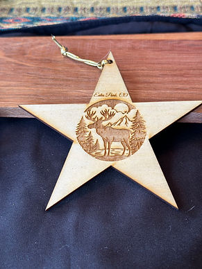 Estes Park Star Elk Wood Ornament