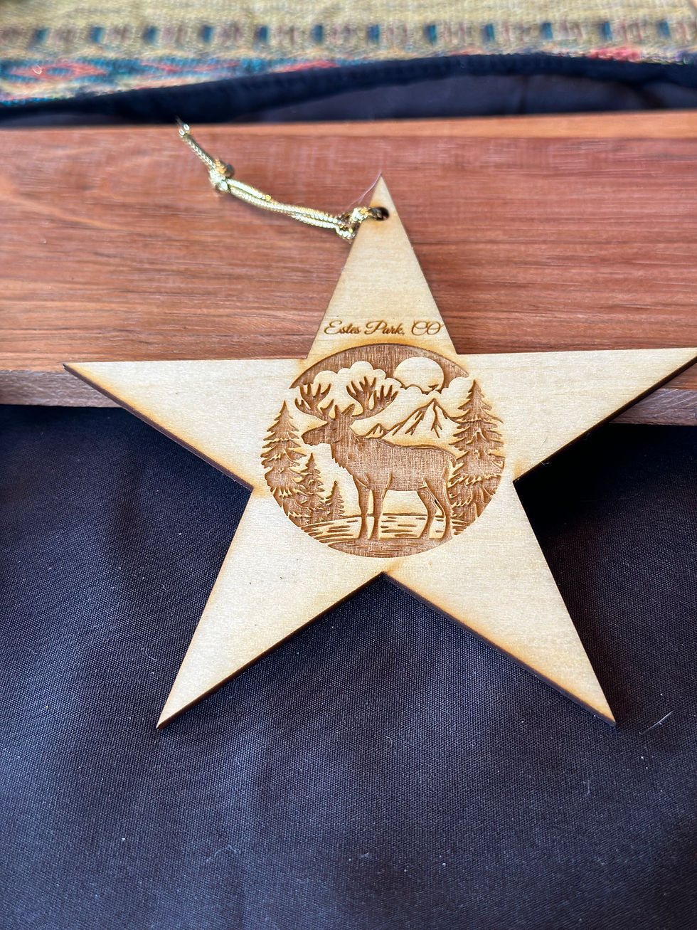 Estes Park Star Elk Wood Ornament
