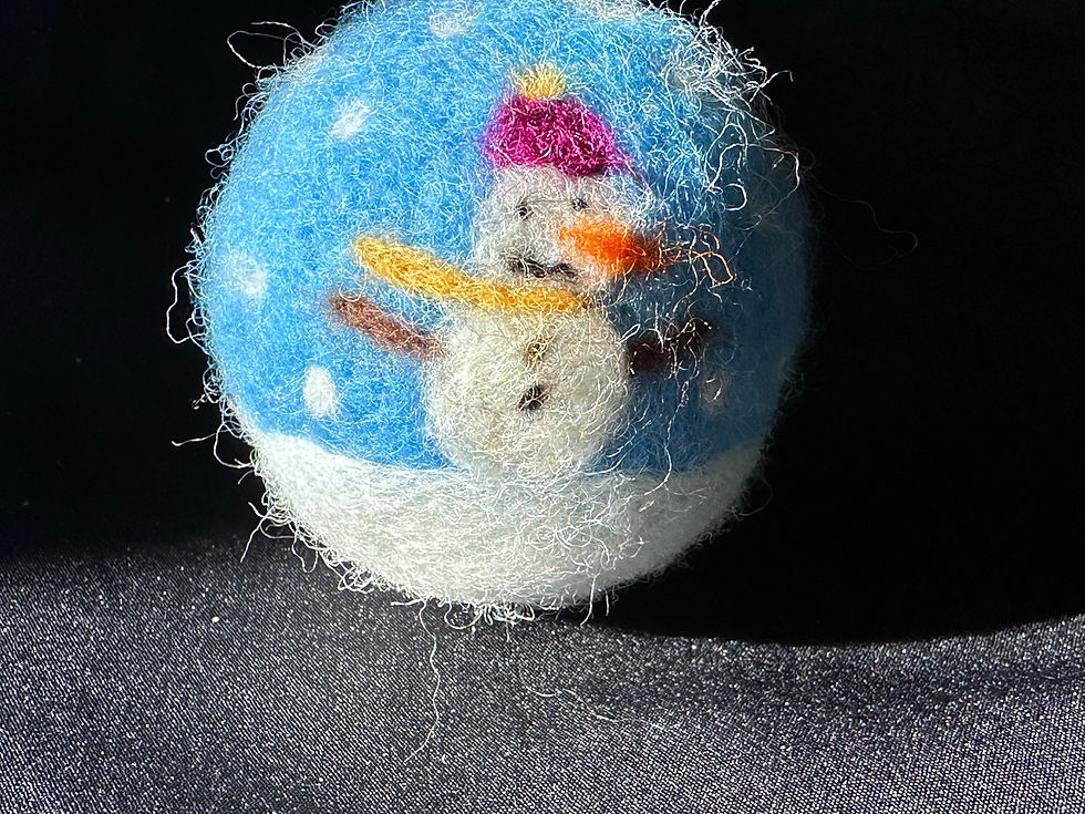 Felted Blue Snowman Ornament