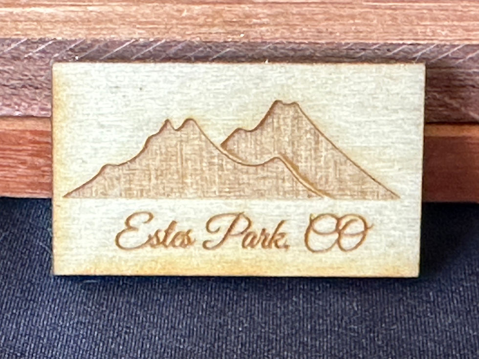 Estes Park, CO Wood Magnet with Mountains