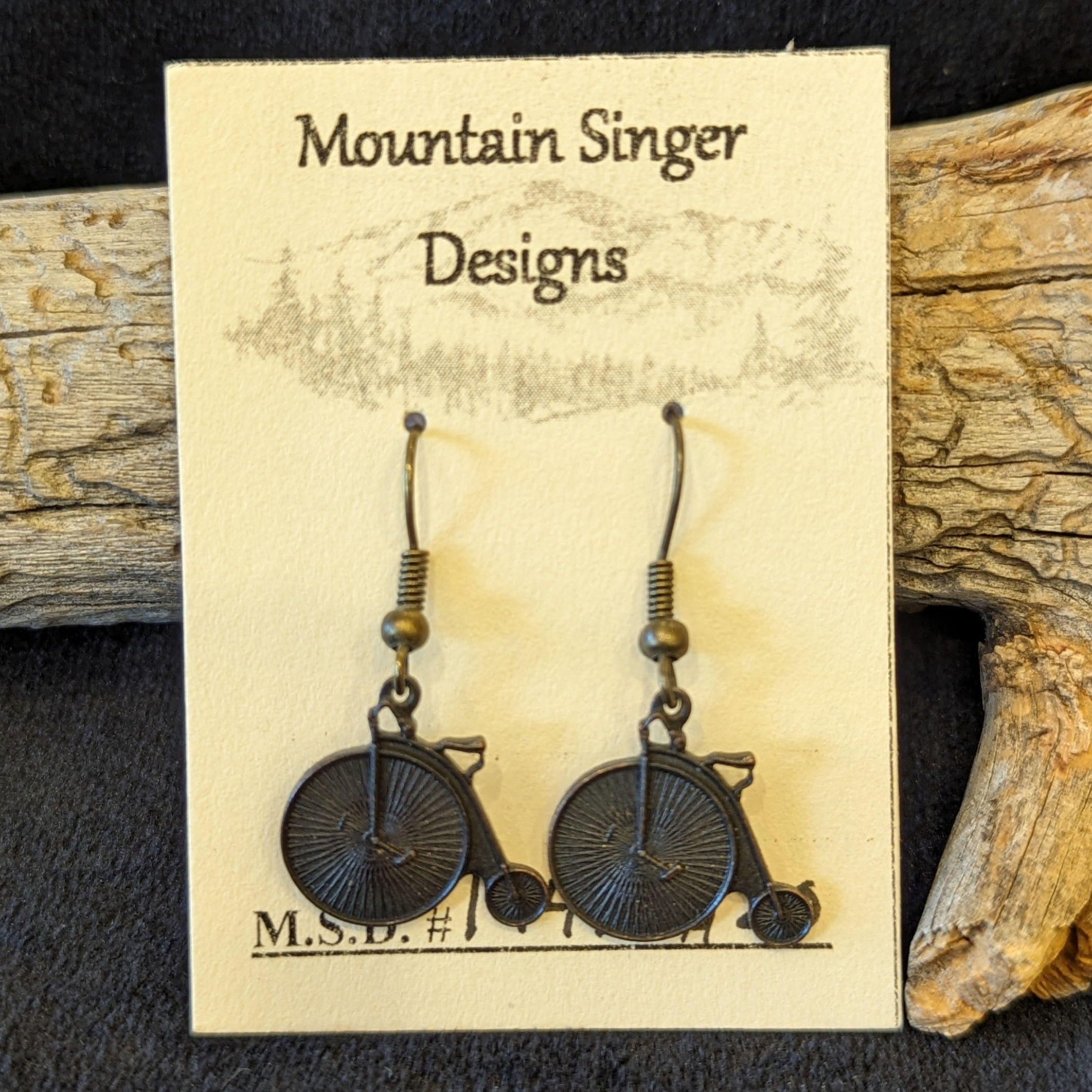 Blacken Brass Bicycle Earrings
