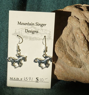 Silver Running Horse Earrings
