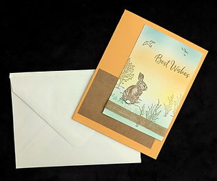 'Best Wishes'  Rabbit : Handcrafted Greeting Card