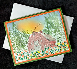 Spring at the Barn: Handcrafted Greeting Card