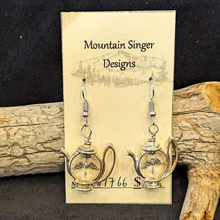 Crystal Angel in teapot silver earrings
