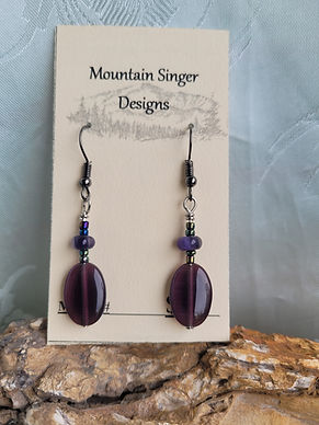 Burgandy Oval Glass beads w/Purple Glass triangles