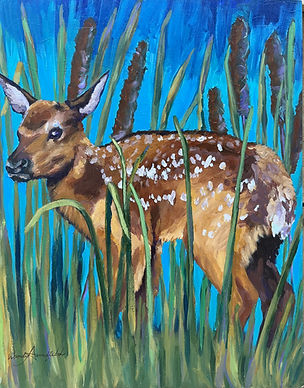 Hidden in the Cattails: Original 11x14 Acrylic Painting