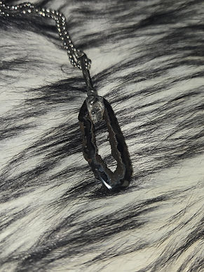 Black Geode Slice with Silver Solder